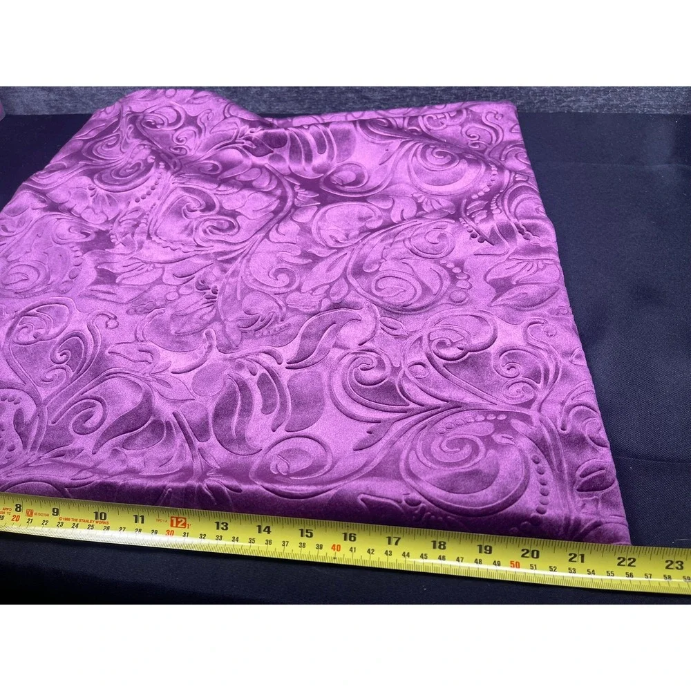 TangDepot Purple Embossed Velvet Damask Floral Throw Pillow Cover 22x22 Square
